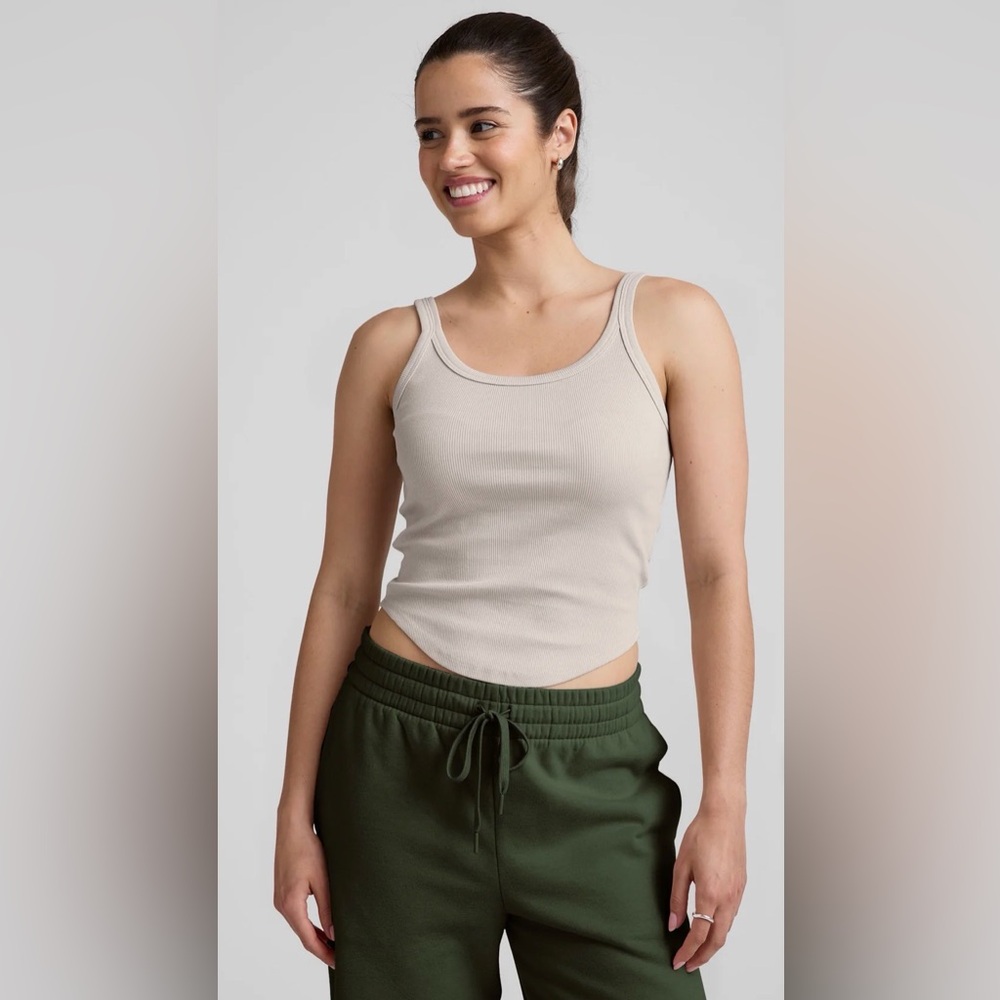 Beyond Yoga Beige Ribbed Tank Top